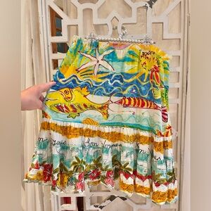 Jams World 90s tropical fish bon voyage ruffle Skirt (could fit a medium too)